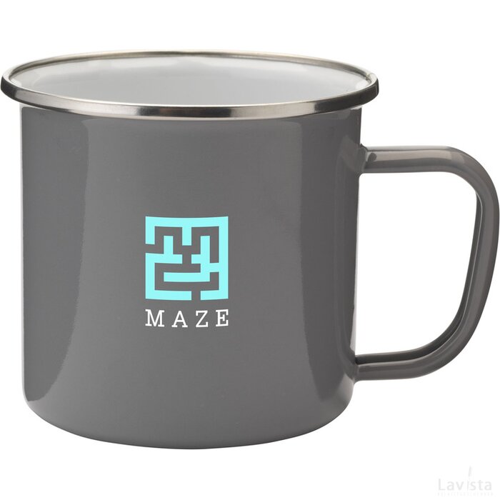 Retro Silver Emaille Mug Mok Zilver