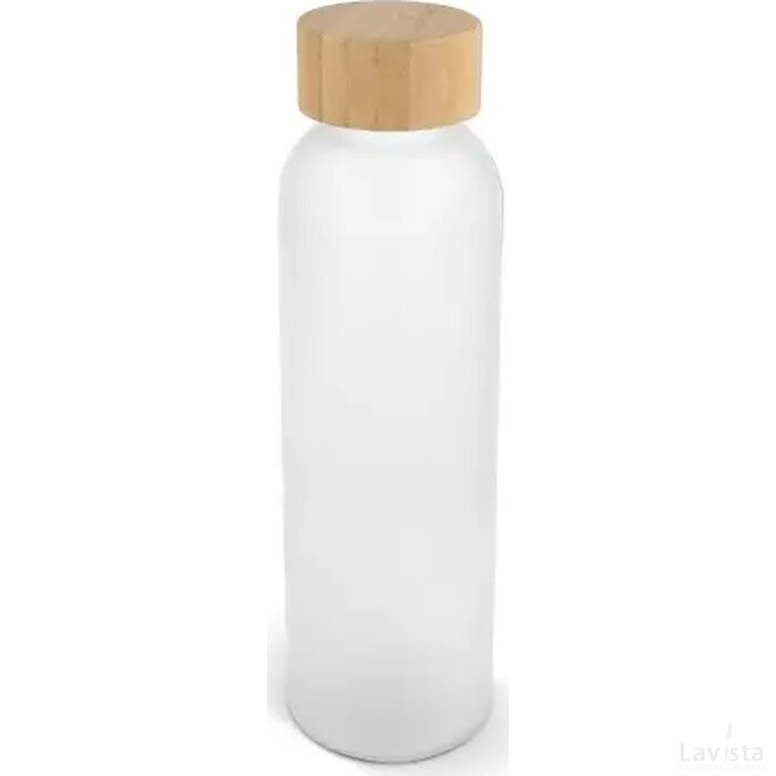 Waterfles glas & bamboe 500ml wit